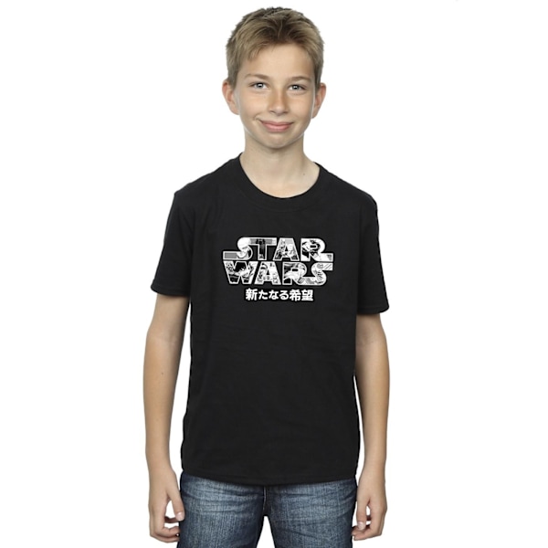 Star Wars Boys Japanska Logotyp T-shirt 12-13 År Svart Black 12-13 Years