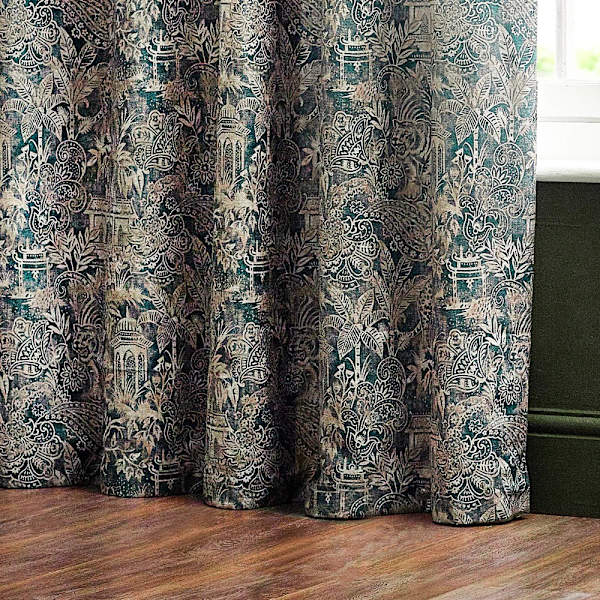 Wylder Chenille Bengal Tiger Öglettgardiner 168cm x 229cm Wedg Wedgewood 168cm x 229cm
