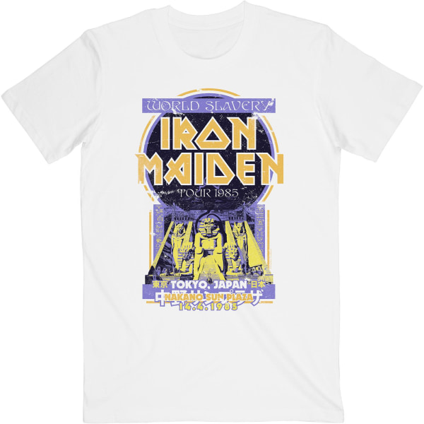 Iron Maiden Unisex Adult Powerslave Japan Flyer T-Shirt XXL Vit White XXL