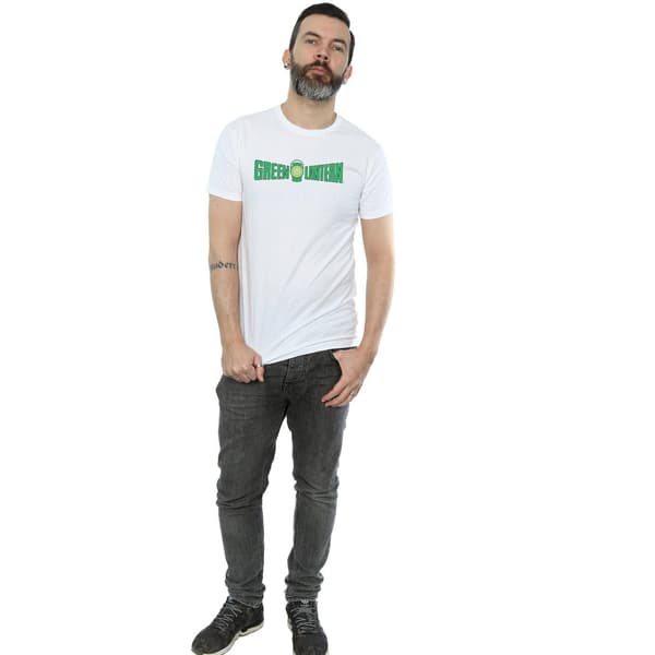 DC Comics Herr Grön Lykta Text Logotyp T-Shirt XXL Vit White XXL