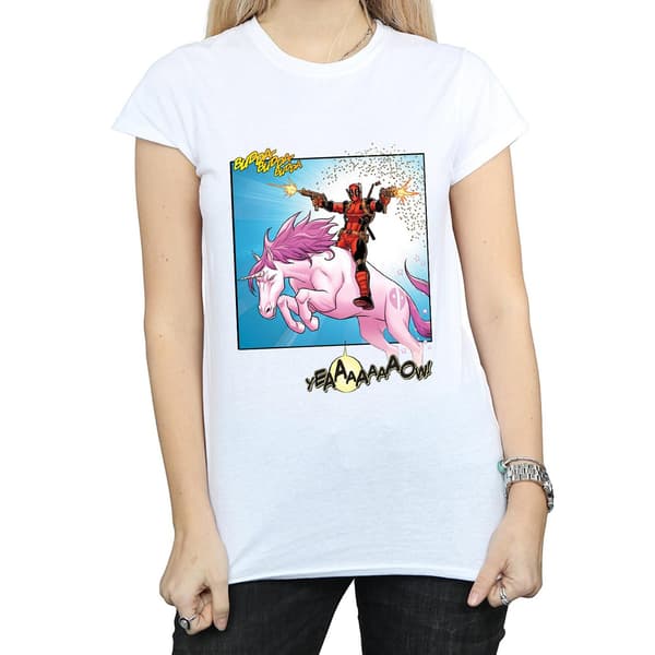 Marvel Dam Deadpool Hey You T-shirt i bomull M Vit White M