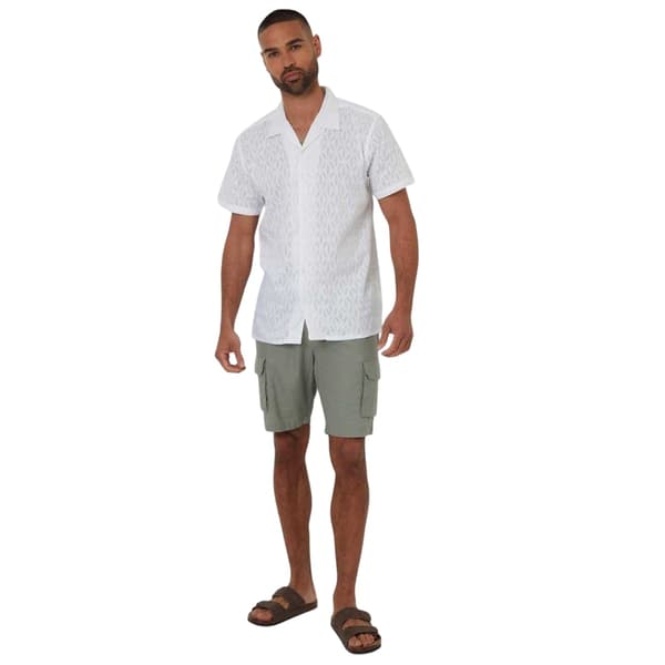 Threadbare Herrskjorta med geometriskt mönster, kortärmad M Vit White M