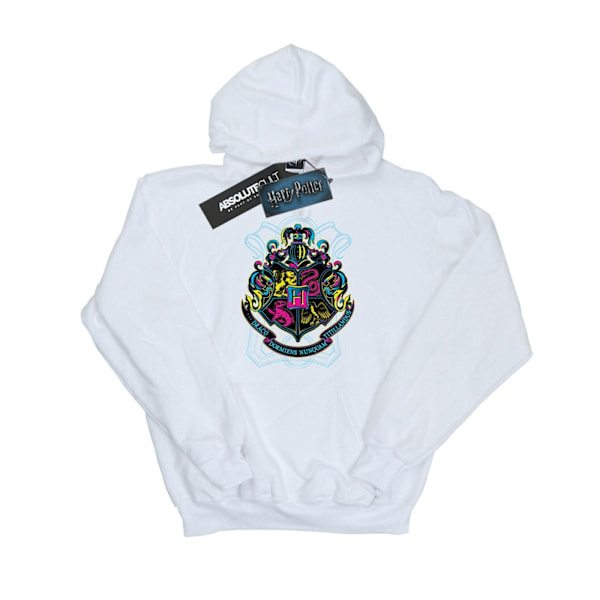 Harry Potter Neon Hogwarts Crest Hoodie M Vit White M