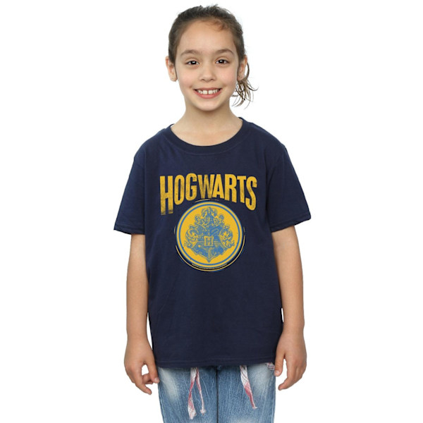 Harry Potter T-shirt för flickor med Hogwarts-vapen, bomull, 12-13 år Navy Blue 12-13 Years