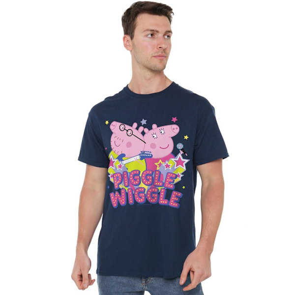 Greta Gris Herr Piggle Wiggle Mamma Gris Pappa Gris T-Shirt M Marinblå Navy M