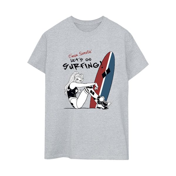 DC Comics Dam/Kvinnor Harley Quinn Let´s Go Surfing Bomull Boyfriend T-Shirt Sports Grey S