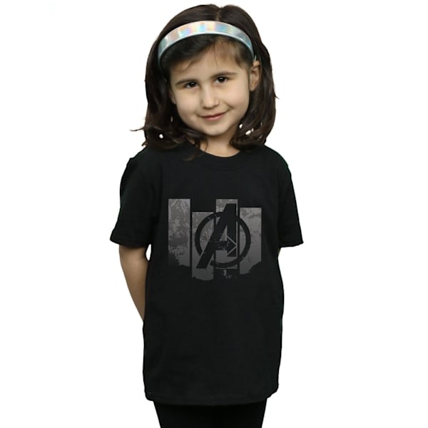 Marvel Girls Avengers Endgame Panel Logo Bomull T-shirt 5-6 år Black 5-6 Years