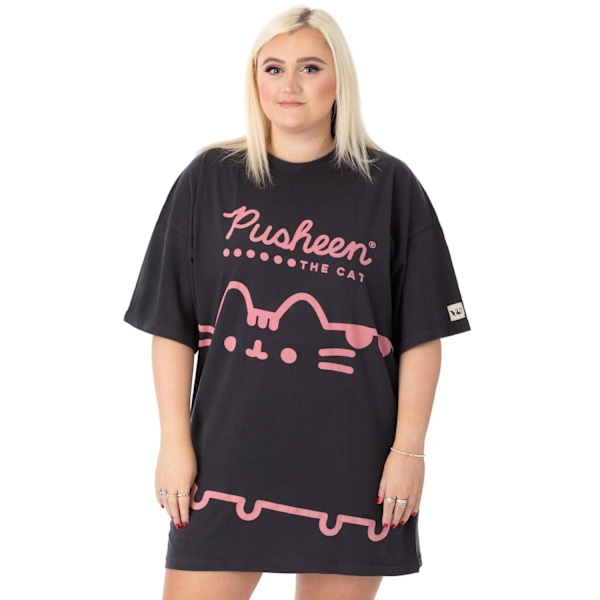 Pusheen Oversize T-shirtklänning för damer M Charcoal Grey/P Charcoal Grey/Pink M