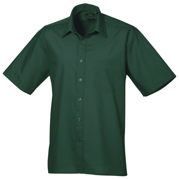 Premier herr kortärmad formell poplin enfärgad arbetsskjorta 15,5 E Emerald 15.5