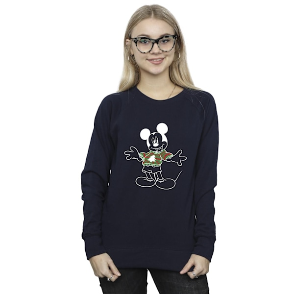 Disney Dam/Kvinnor Mickey Mouse Jultröja Sweatshirt XL Marinblå Navy Blue XL