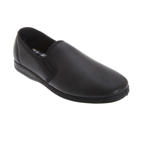 Sleepers Herr Hadley Softie Läder Tvilling Gusset Tofflor 7 UK B Black 7 UK