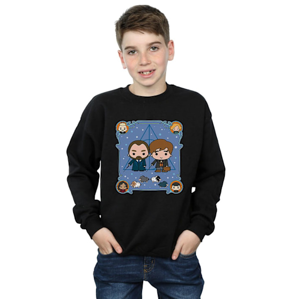 Fantastiska vidunder Boys Chibi Newt och Dumbledore Sweatshirt 12-1 Black 12-13 Years