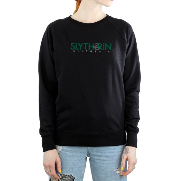 Harry Potter Dam/Kvinnor Slytherin Text Sweatshirt L Svart Black L