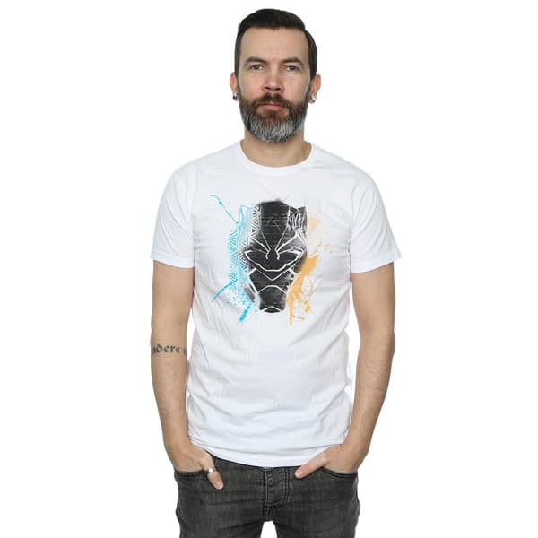 Marvel Herr Svart Panter Splash T-Shirt L Vit White L
