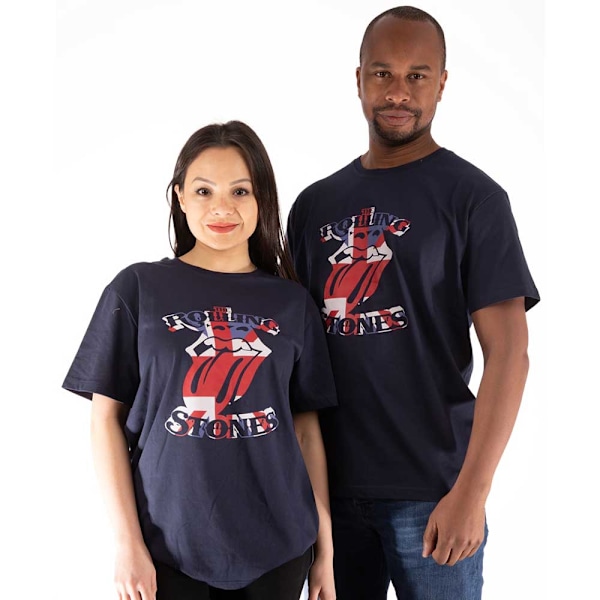 The Rolling Stones Unisex Adult Union Jack Logo T-Shirt L Navy Navy Blue L