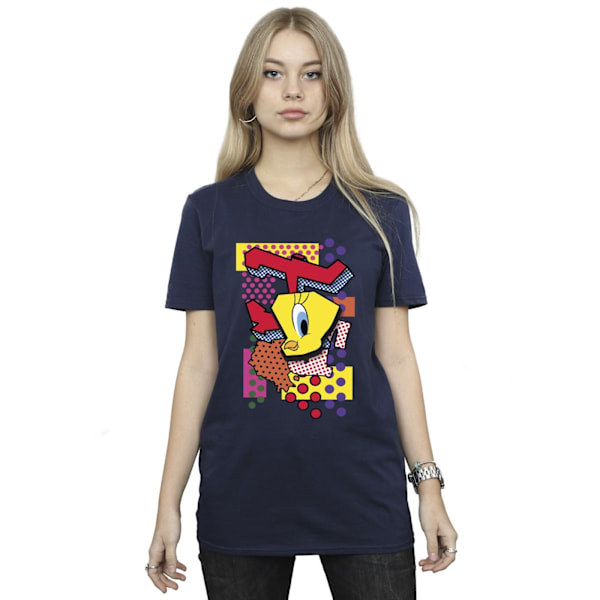 Looney Tunes Dam/Damer Tweety Pop Art Bomull Boyfriend T-Sh Navy Blue 3XL