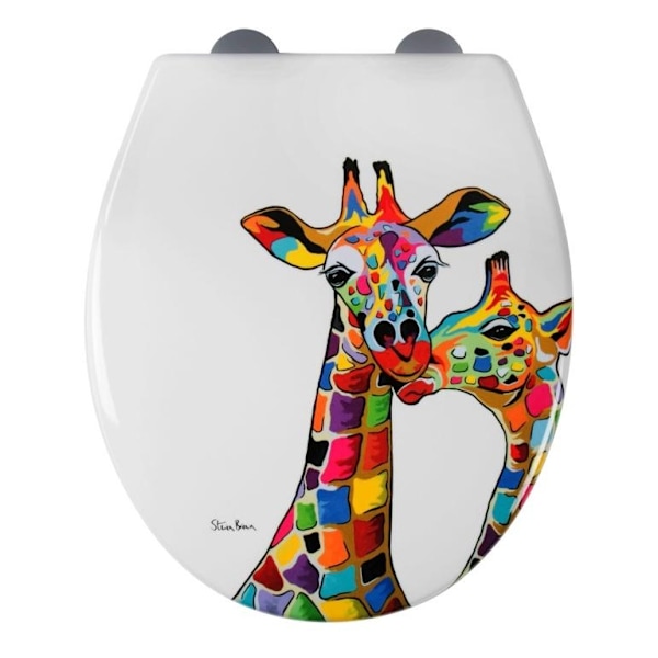 Croydex Francie & Josie Giraff Mjukstängande Toalettstolssits En Storlek White/Multicoloured One Size