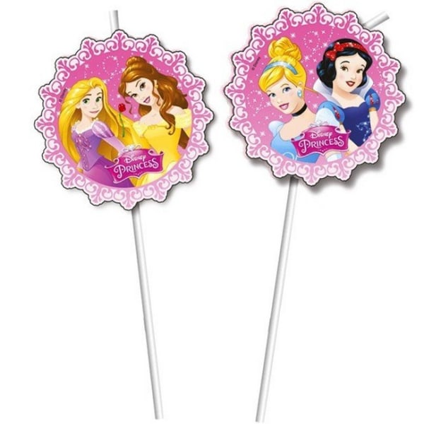 Disney Princess disponibelt sugrör (förpackning med 6) One Size Rosa/Whi Pink/White One Size