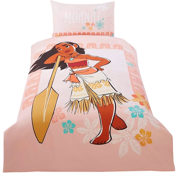 Moana Vändbar Täcke Set Singel Rosa/Vit Pink/White Single