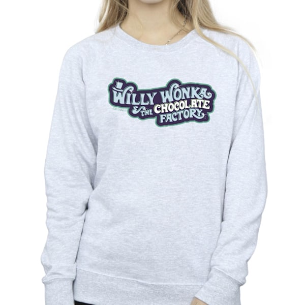 Willy Wonka Dam/Damer Chokladfabrik Logotyp Sweatshirt L S Sports Grey L