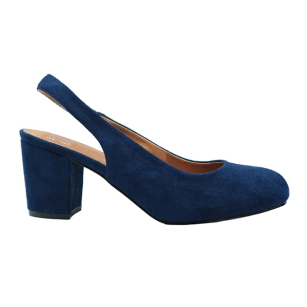 Where's That From Edith Slingback-skor i mocka för kvinnor/damer, bred blockklack Navy 4 UK Wide