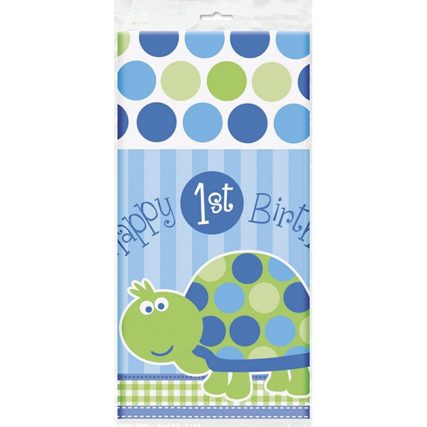 Unik festplastsköldpadda 1:a födelsedagsfestbordsduk Blue One Size