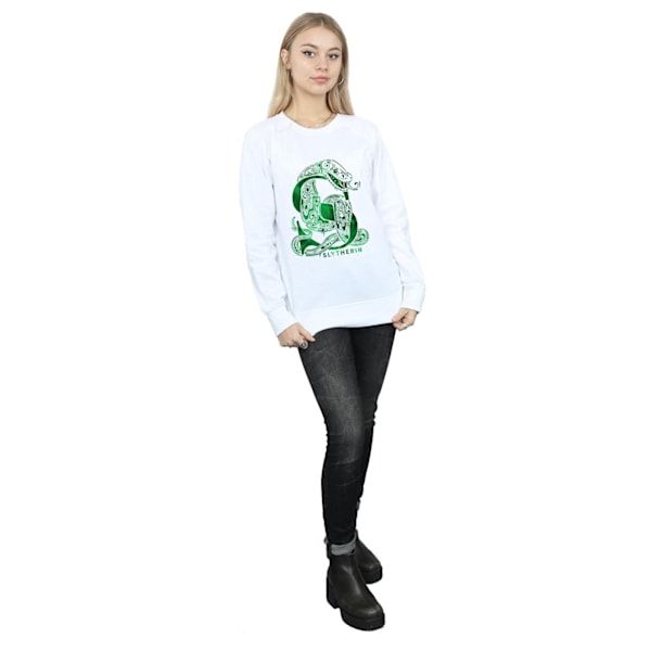 Harry Potter Dam/Kvinnor Slytherin Orm Sweatshirt S Vit White S