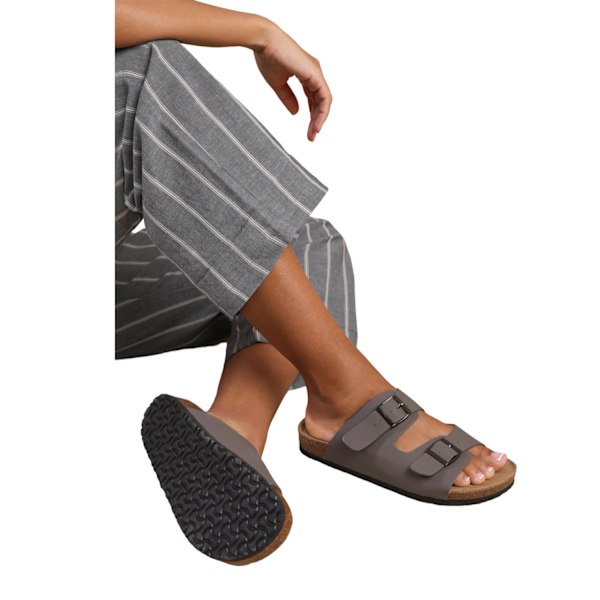 Where's That From Dam/Damer Willow Nubuck Spänne Detalj Fla Grey 3 UK
