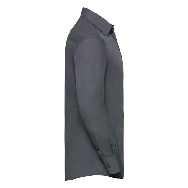 Russell Collection Herr Poplin Skräddarsydd Långärmad Skjorta XL C Convoy Grey XL