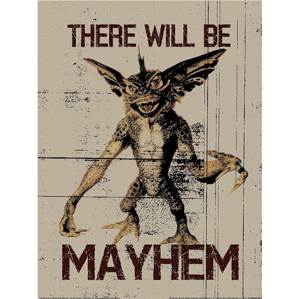 Gremlins Mayhem Pappersutskrift 40cm x 30cm Grå/Brun Grey/Brown 40cm x 30cm