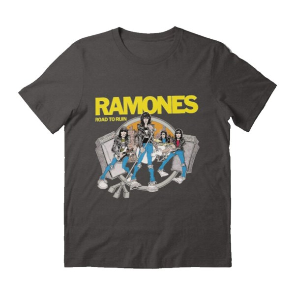 Ramones Unisex Vuxen Road To Ruin T-shirt M Kolgrå Charcoal Grey M