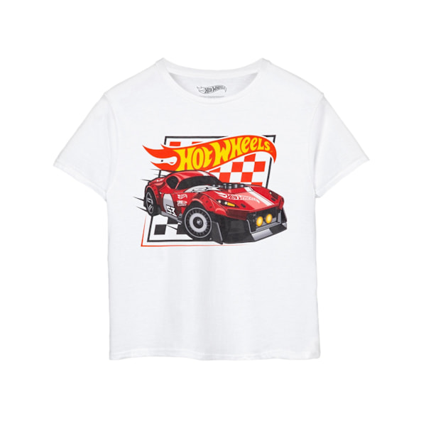 Hot Wheels Boys Checkerboard T-shirt 5-6 år Vit White 5-6 Years