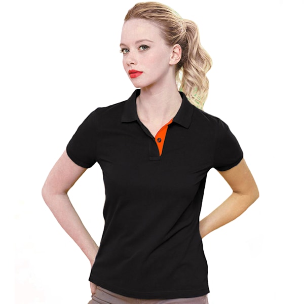 Asquith & Fox Dam/Dam Short Sleeve Contrast Polo Shirt S Black/ Orange S