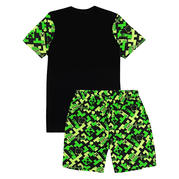 Minecraft Barn/Barn Creeper Kort Pyjamasset 9-10 År Sv Black/Green 9-10 Years