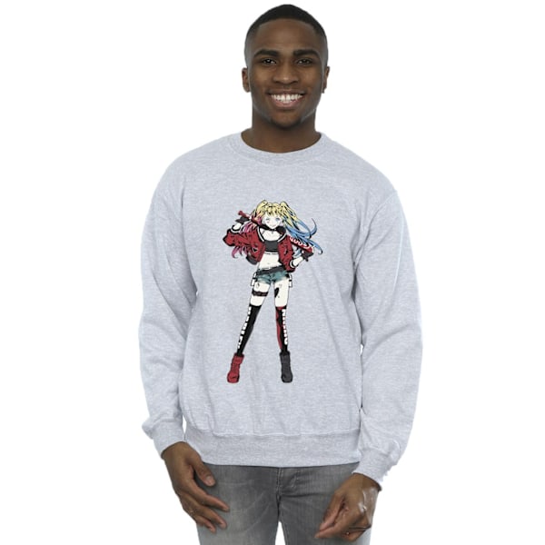 DC Comics Herr Harley Quinn Stående Pose Sweatshirt 3XL Sport Sports Grey 3XL