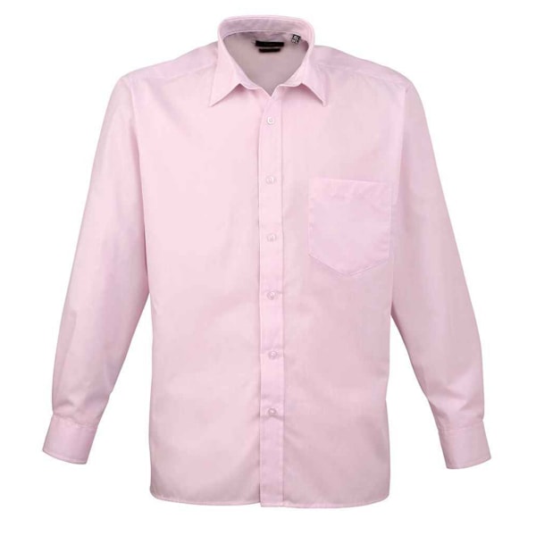 Premier Herr Poplin Långärmad Skjorta 19in Rosa Pink 19in