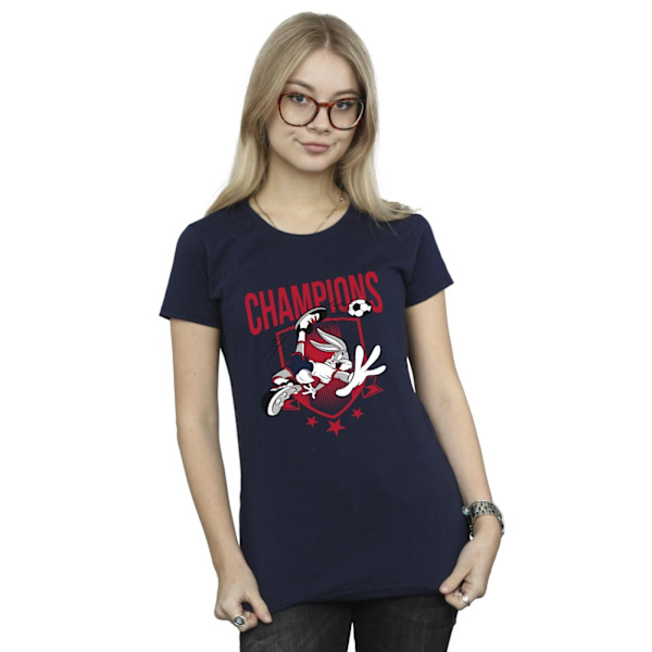 Looney Tunes Dam/Damer Bugs Bunny Champions Bomull T-shirt Navy Blue L