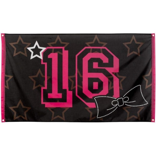 Boland Nummer 16-års Flagga Banner One Size Svart/Rosa/Whi Black/Pink/White One Size