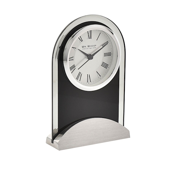 Wm.Widdop Svart Glaspanel Aluminiumbas Mantel Klocka En Storlek Black One Size