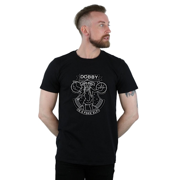 Harry Potter T-shirt med Dobby-tryck för män, M, svart Black M
