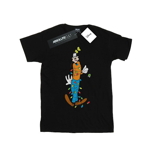 Disney Womens/Ladies Goofy Christmas Lights Bomull Boyfriend T-Shirt Black M