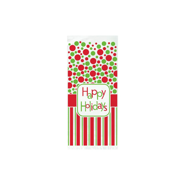 Unika Party Happy Holidays Cellofan Christmas Party-väskor (Pa Red/Green/White One Size