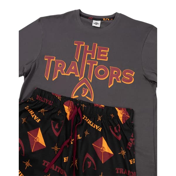 The Traitors Pyjamas för män med logotyp, kortärmad, lång, S Svart Black S