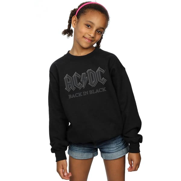 AC/DC Flickor Back In Black Sweatshirt 5-6 År Svart Black 5-6 Years