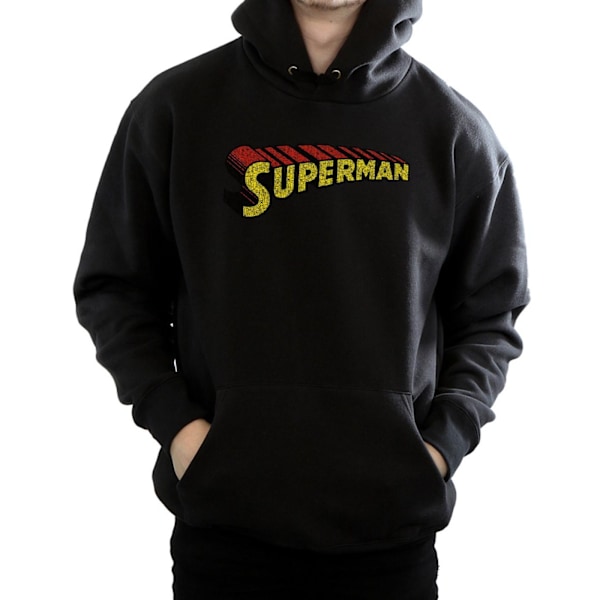 DC Comics Superman Telescopic Crackle Logo Hoodie M Svart Black M
