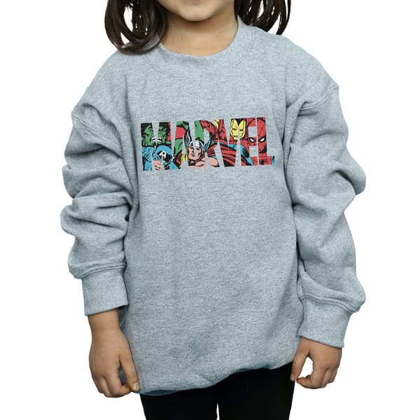 Marvel Comics Flickor Logotyp Karaktär Infill Tröja 5-6 År Sports Grey 5-6 Years