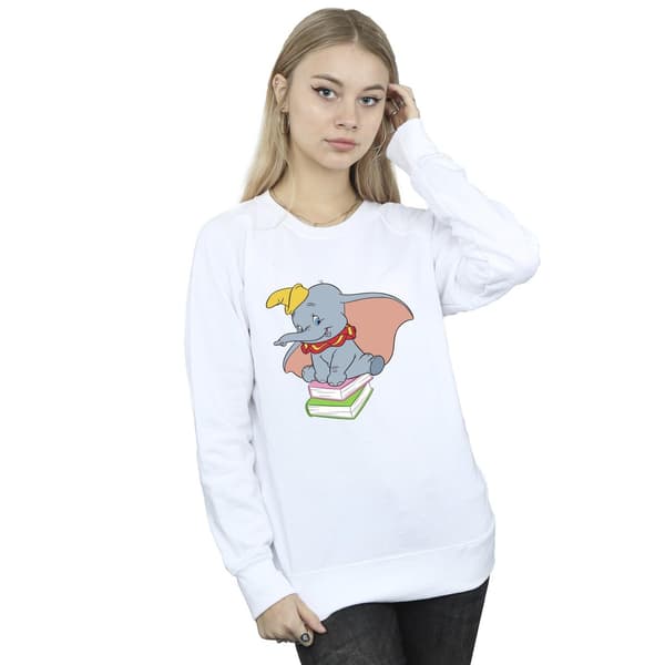 Disney Dam/Damer Dumbo Sitter På Böcker Sweatshirt M Marinblå B Navy Blue M