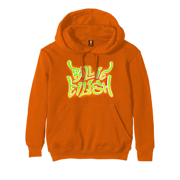 Billie Eilish Unisex Adult Flames Logo Hoodie XL Orange Orange XL