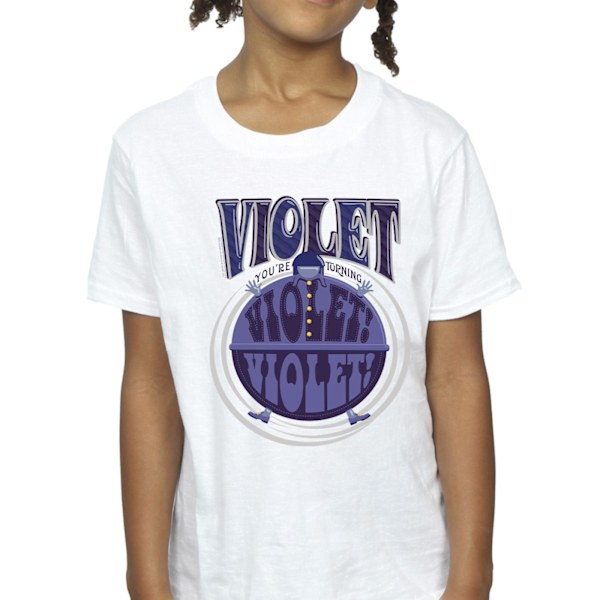 Willy Wonka Girls Violet Turning Violet Bomull T-shirt 3-4 år White 3-4 Years