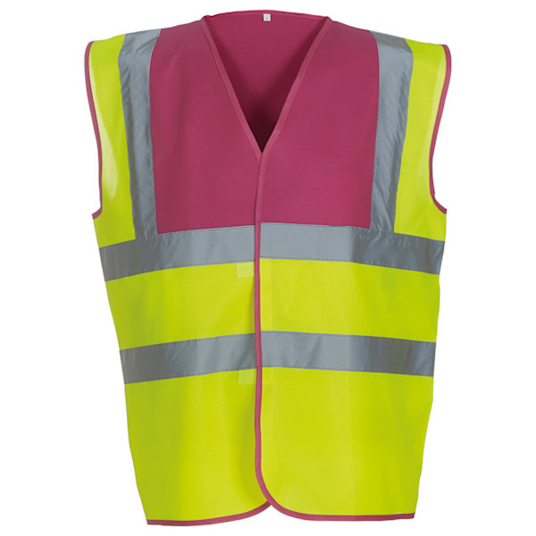 Yoko Unisex Hi-Vis Kontrast Trim Väst 3XL Hallon/ Raspberry/Yellow 3XL